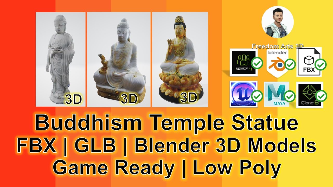 Buddhism Temple Buddha Statue 3D Models Collection